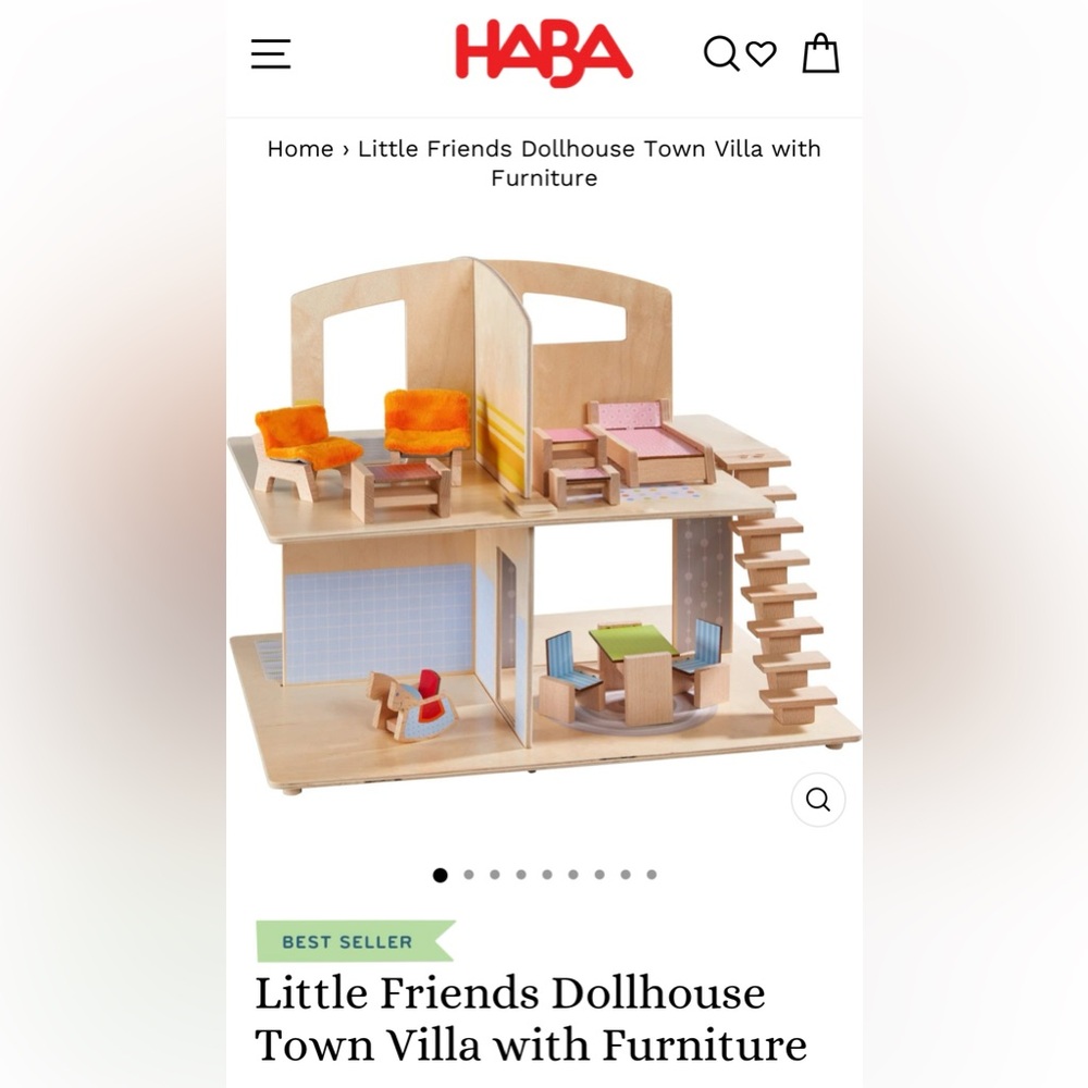 Haba Little Friends Dollhouse Town Villa with Furniture